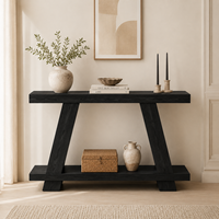 Console moderne à 2 niveaux de 55 pouces en bois durable avec étagère de rangement pour entrée, salon, couloir, montage facile