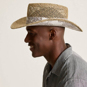 Chapeaux de paille d'été pour hommes Design personnalisé Chapeaux de bateau Casquette en gazon naturel tissée à la main - Product Image 3