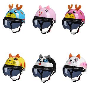 女性漫画3D耳動物フルシーズンハーフライディングヘルメットロングショートレンズ電動バイクヘルメット - Product Image 3