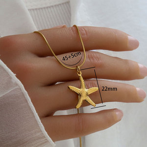 Collares de Moda Hawaiana de Verano, Joyería de Acero Inoxidable 316L, Collar de Conchas Marinas Chapado en Oro de 14k y 18k para Mujer - Product Image 5