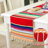 OurWarm Décoration de fête mexicaine 35x213cm Nappe de table Serape mexicaine tissée en coton rayé arc-en-ciel