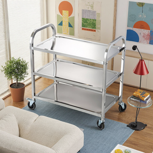 Chariot de service commercial pour <span class=keywords><strong>restaurant</strong></span>, 3 niveaux, en acier inoxydable, <span class=keywords><strong>4</strong></span> roues, chariot de retour de vaisselle pour cafétéria - Product Image 1