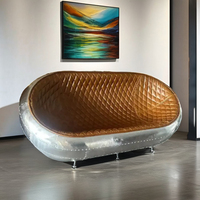 Chaise longue en cuir de luxe de style aviateur rétro industriel pour salon, chambre à coucher, salle à manger