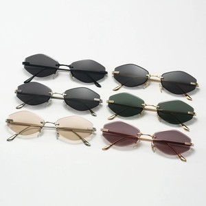 STORY SZ3607 Diseñador de lujo Sin montura UV400 Shades Champagne Lens Cut Edge Gafas de <span class=keywords><strong>sol</strong></span> Vintage Gold Metal Polygon Gafas de <span class=keywords><strong>sol</strong></span> - Product Image 5