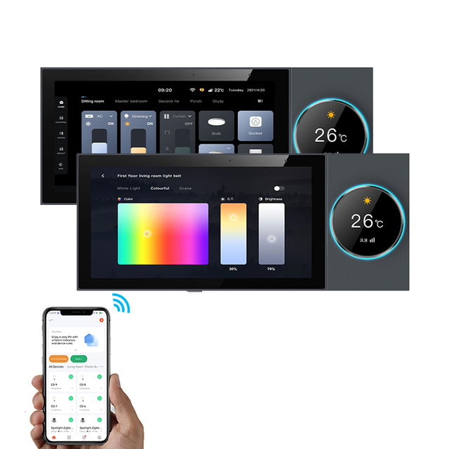 2023 6'' Smart Home Tuya Smart Life Zigbee Gateway Center Control Panel with Background Music Amplifier Function