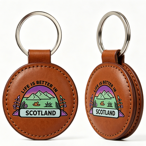 Llavero redondo de cuero, la vida es mejor en Escocia, recuerdo hecho a mano, anillo de metal, estilo fresco - Product Image 6