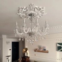 ANNO Lustre en cristal élégant de style européen pour escalier, plafond haut, éclairage de villa