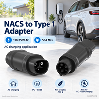 50A NACS auf Typ 1 EV-Ladestecker & Steckdosenadapter 110-250V AC Neu für Nordamerikanische Standard-Elektrofahrzeuge