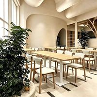 Meubles de restaurant durables et minimalistes, table rectangulaire de café et chaise à dossier incurvé avec mousse haute densité pour boulangerie
