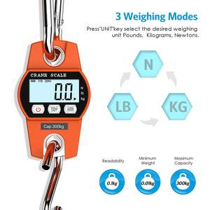 Mini Digital Crane <span class=keywords><strong>Scale</strong></span> mit Haken 300 Kg660lbs Elektronische hängende Jagd waage Verwendung für Gepäck/Tier/Hoch leistungs arbeiten/Angeln - Product Image 5