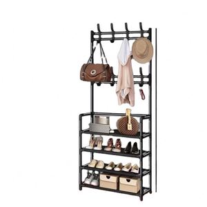 Porte-vêtements multifonctionnel et minimaliste intégré au sol à 4/5 niveaux pour rangement de porte - Vente en gros - Product Image 1