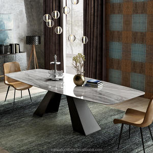 Artificielle Marbre Français <span class=keywords><strong>Italien</strong></span> Dubaï Blanc Gris Rectangle De Luxe 6 8 12 10 places table à manger ensemble - Product Image 4