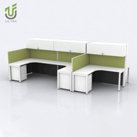 Postes de travail modulaires en forme de L IULTRA modernes 5 x 5 avec rangement – Bureau compact pour petits bureaux
