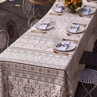 Nappe Jacquard à Motifs Ethniques Tribaux Bohèmes en Gros, Housse de Table en Tissu Tissé Bleu pour Mariages et Décoration d'Événements Extérieurs