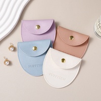 PUPPYSEW 8*8cm Schmuckbeutel PU-Leder Tasche Handgefertigte Ring- und Halsketten-Verpackungstasche Kunstleder-Knopftasche Mit Logo