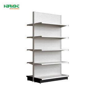 Estantería Metálica Reforzada para Supermercado, Góndola de Doble Cara, Estante de Exhibición para Tienda de Comestibles con Panel Perforado - Product Image 1