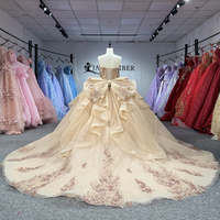 Jancember 1555 Glitzer Kristall Goldenes Ballkleid Korsett Schleife Quinceanera Kleid für Süße 15 Mädchen