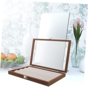 Boîte de rangement et de présentation de bijoux en bois moderne, de forme rectangulaire, pour boucles d'oreilles et colliers, vente en gros - Product Image 4