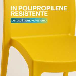 Sedia da Giardino in Polipropilene Giallo 49x51x80 Cm Impilabile per Esterni - Product Image 5