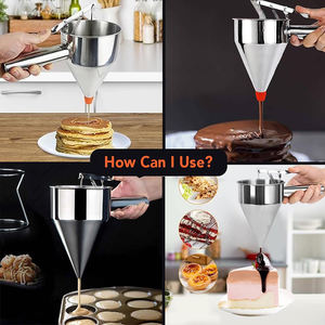 Cozinhar Funil Com Rack Aço Inoxidável Cone Bolo Panqueca Batter Dispenser Octopus Ball Funil com 4pcs Silicone Bicos - Product Image 3