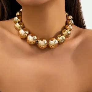 Kalung manik-manik besar, Chunky bentuk hati berlebihan Choker rantai perhiasan mode untuk wanita