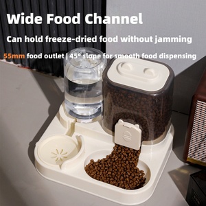 Tempat Makan Hewan Peliharaan Kucing Anjing Kapasitas Besar Terintegrasi Pemisah Makanan Kering dan Basah dari Plastik untuk Makanan dan Air - Product Image 2