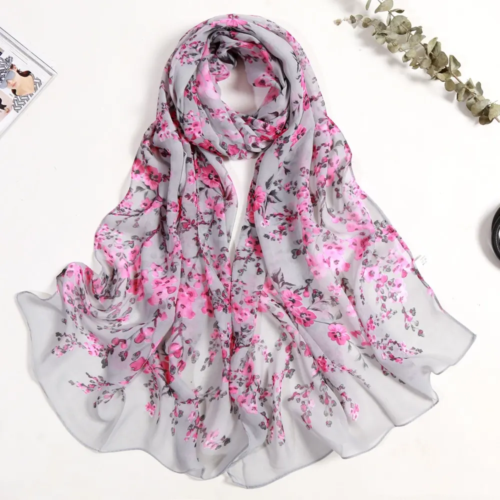Nuovo piccolo fiore stampato pastello signore Georgette sciarpa in Chiffon leggero moda Hijab scialli malesia sciarpa in Chiffon