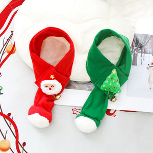 Pet Christmas Scarf Red And Green Cartoon Dog Neck Warmer Winter Decorative Accessory For Pets - Product Image 2