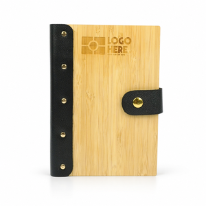 OEM ODM Manufacturer Custom Logo Bamboo Genuine <b>Leather</b> Bound Notebook Natural Wood Journal Corporate Gift - Product Image 3
