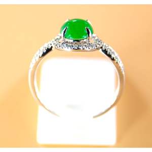 Anillo de Esmeralda natural de diseño clásico Anillo romántico de jadeíta de diamante de oro blanco de 18 quilates - Product Image 3