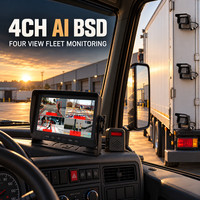 Sistem Monitor Truk 4CH AI BSD dengan Kamera AHD Peringatan Pejalan Kaki, DVR, Kit Sensor Parkir Quad View untuk Keamanan Armada Bus dan Kendaraan Penumpang