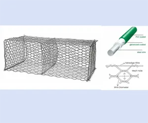 Cesta de gavión hexagonal galvanizada recubierta de PVC 80mm x 100mm 100mm x 120mm tamaño de malla caja de gaviones o pared de retención