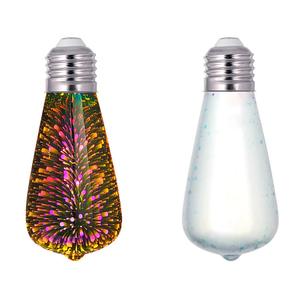 Ampoule LED multicolore 3D, Filament d'ampoule <span class=keywords><strong>Edison</strong></span> 4w, <span class=keywords><strong>lampe</strong></span> décorative, feu d'artifice ST64 - Product Image 1