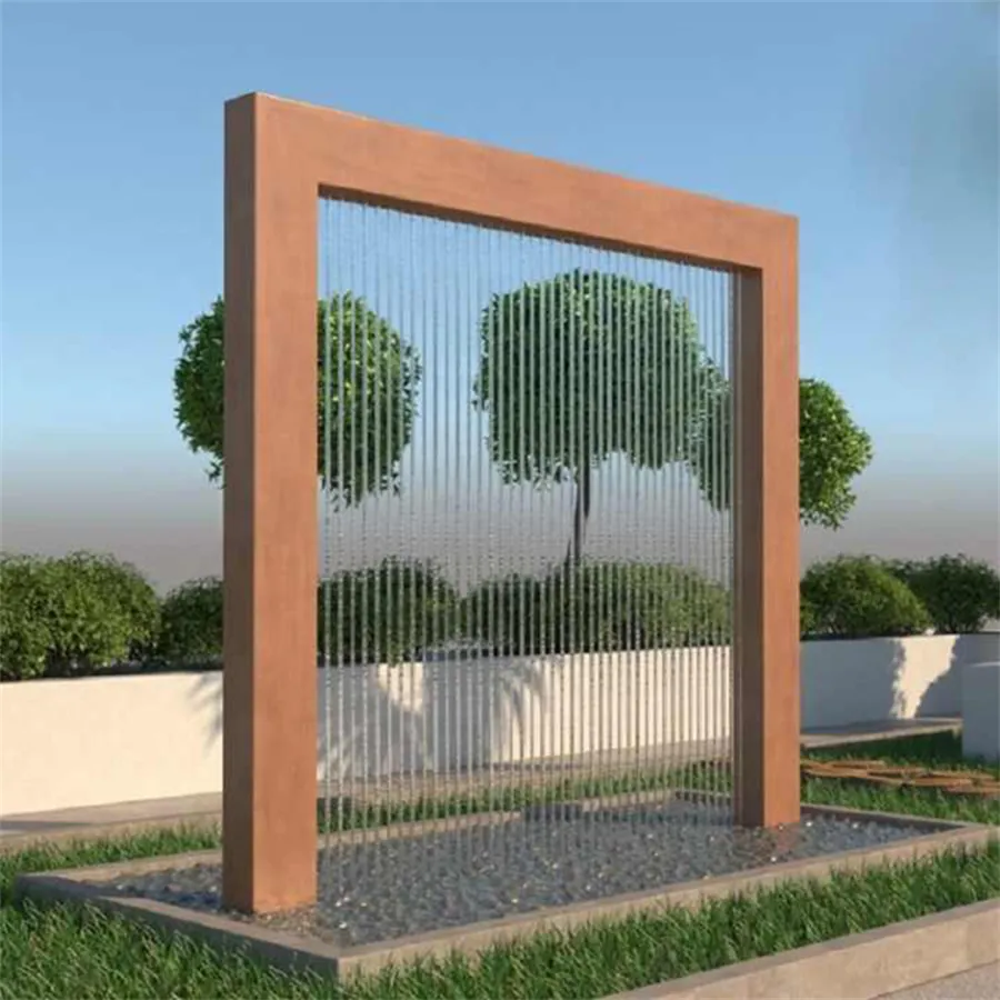 Cascada patio trasero agua característica decoración corten acero escultura fuente personalizada jardín piscina estatua