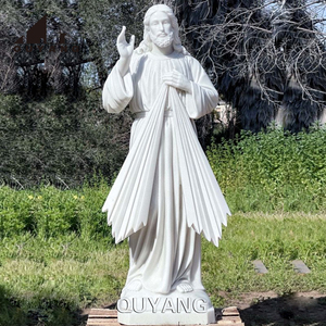 QUYANG église grandeur nature religieux marbre blanc miséricorde divine Statue sacré coeur jésus Sculpture - Product Image 1