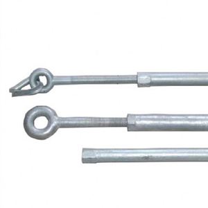 Matériel de ligne aérienne galvanisé à chaud (HDG) : Ensemble de fixation pour poteau de soutien, comprenant plaque de base, œillet, boulon à œillet, tendeur et tige de soutien - Product Image 1