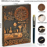 Cahier de notes en cuir gaufré, carnet de notes Vintage, personnalisé, avec ensemble de stylos, usine
