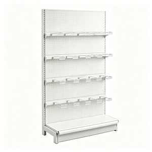 Scaffali Espositivi a 5 Livelli 1500-2100mm, Bifacciali a Forma di L, Perforati, in Acciaio Resistente per Supermercati e Negozi di Alimentari - Product Image 6