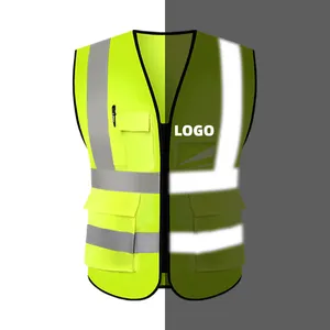 China Factory Wholesale Hi Visibility Reflective Safety Vest Multi-pockets Construction Workers Jacket With Custom LOGO