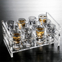 Grosir 2 oz kustom Shot Glass tampilan Case Premium disesuaikan tinggi putih kaca gaya klasik pesta menggunakan Tequila gelas Shot