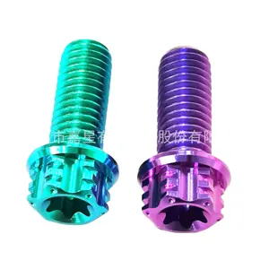 Titanium motorcycle bolts Flange internal plum blossom Bicycle Screw T25 Ti titanium alloy M10 Motorcycles Car Wheel Tire