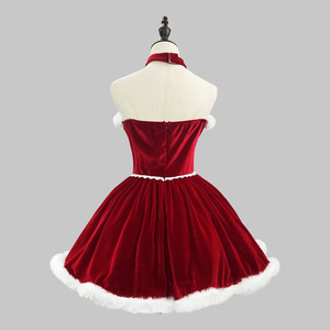 Women Christmas Costume Velvet Dress With Hood And Fur Trim Plus Size Adult Party Cosplay Outfit - Product Image 4