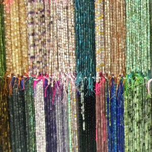 Vente en gros de perles de pierre naturelle de 7,5 pouces, cylindre en lapis-lazuli, jade canadien, aigue-marines pour la fabrication de bijoux en DIY - Product Image 6