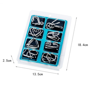 8 jeux/pack de puzzles chinois en métal, classiques, pour stimuler l'intelligence, jeux de réflexion magiques et énigmes pour enfants et adultes - Product Image 2