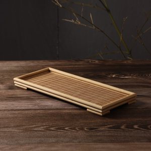 Japanese-style scholar's tea tray, dry brewing table, bamboo household solid wood <b>teacup</b> holder, handmade. - Product Image 2