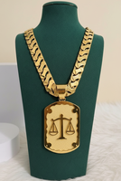 Nouveau Design Tendance Collier Pendentif Breloque Élégant en Laiton Plaqué Or 24K avec Chaîne Cubaine Géométrique et Breloque Équilibre, Bijou Unisexe, Cadeau