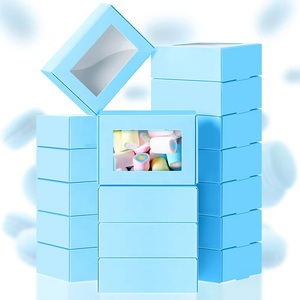 La mejor opción, embalaje de regalo duradero confiable, galleta de caramelo, Mini caja de pastel de papel personalizada Kraft azul con ventana - Product Image 1