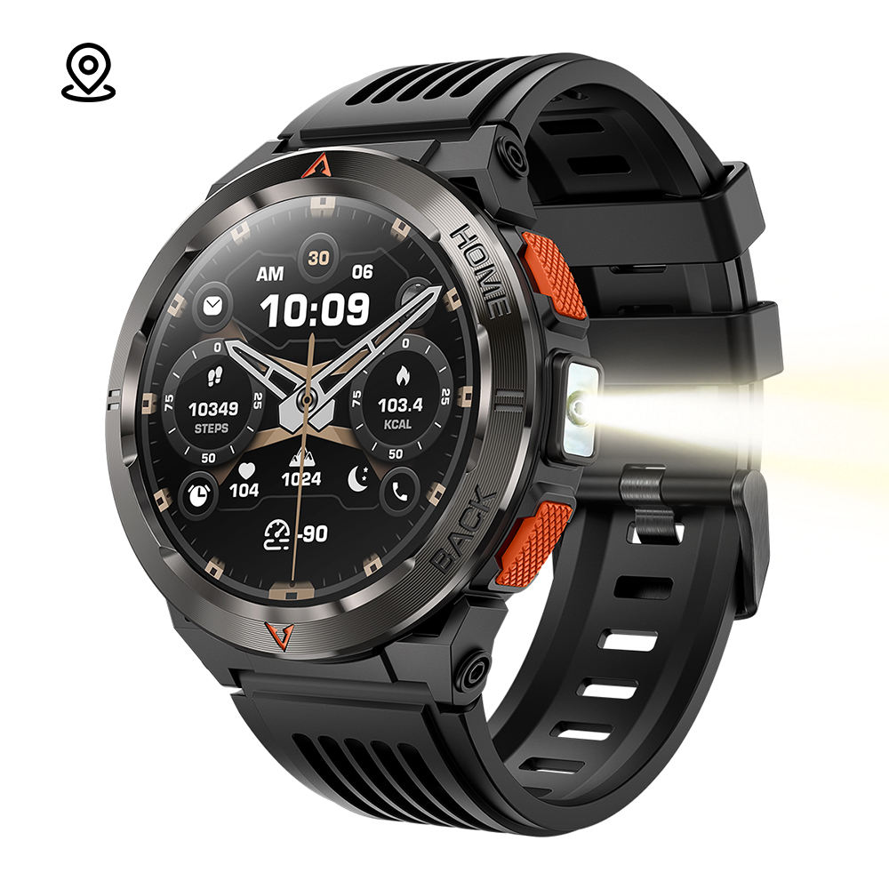 2026 GS500 Relojes Smartwatch 1.43'' Amoled Flashlight Compass BT Call GPS Heart Rate 3ATM Waterproof Men Sport Smart Watch