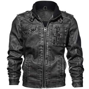Veste de moto en cuir pour homme de haute qualité avec col montant et poches zippées, vêtement extérieur en PU imitation mode - Product Image 2