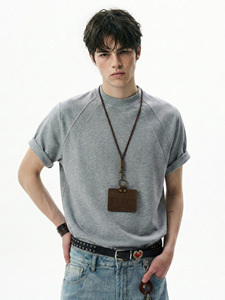 T-shirt da <span class=keywords><strong>uomo</strong></span> personalizzabile con logo, in cotone spandex, girocollo, a maniche corte, vestibilità ampia, stile streetwear e sportivo - Product Image 6